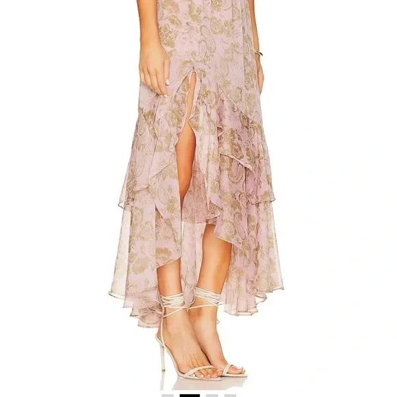 Misa Los Angeles Seva Rose Paisley Asymmetrical Skirt and Halter Top - Picture 3 of 7